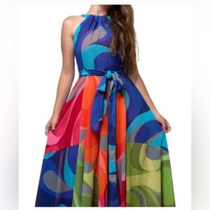 Musette psychedelic multicolor maxi dress size 10
